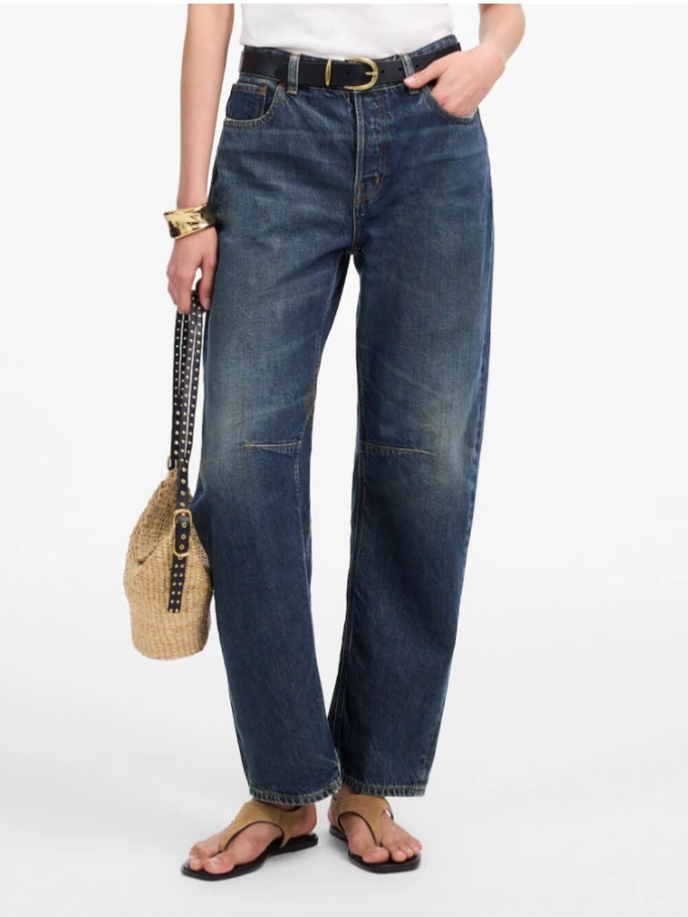 NWOT Madewell The Darted Barrel-Leg Jean Tall 28T Danver Wash Cone Denim